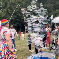 Bubble show at a community event in east London