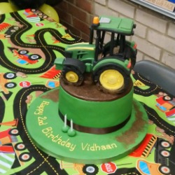 Tractor cake for construction theme party