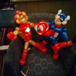 Iron Man and Captain America twisted balloons