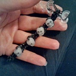 Bracelet made from loom bands with skull beads