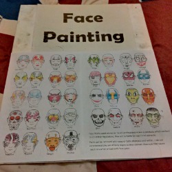 Face painting sign with limited umber of choices