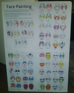 Face painting sign with many choices