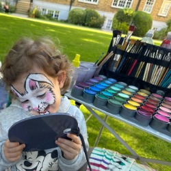 Face painting setup at party booking in London