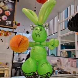 Green Halloween rabbit balloon twisted animal in a shopping centre
