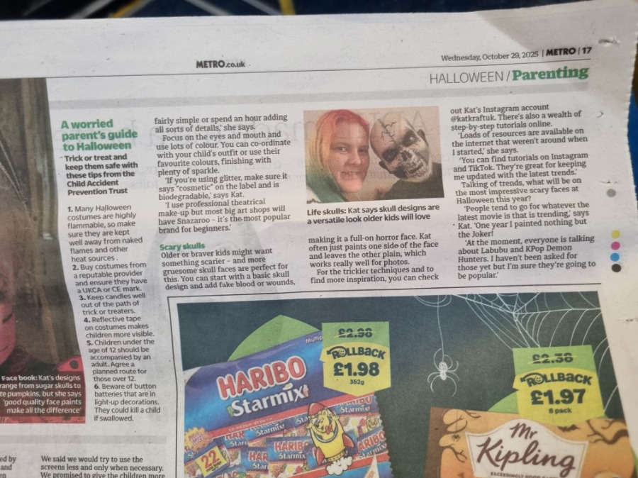 Metro newspaper feature face painting for Halloween Metro newspaper feature face painting for Halloween