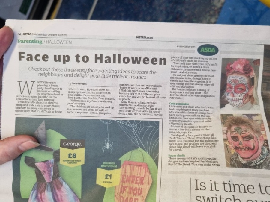 Metro newspaper feature face painting for Halloween Metro newspaper feature face painting for Halloween