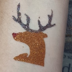 Christmas reindeer glitter tattoo from a party in London